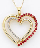 14k Gold Ruby & Diamond Accent Heart Pendant